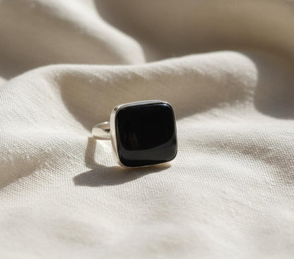 Black Onyx Ring, Gemstone Ring, 925 Silver Ring, Natural Onyx, Handmade Ring, Women Ring, Onyx Jewelry, Statement Ring, Bohemian Ring