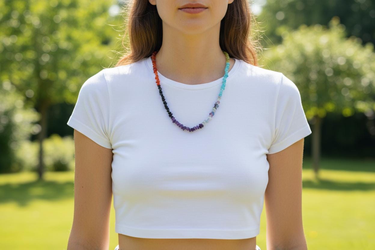 Rainbow Gemstone Necklace – Amethyst, Lapis Lazuli, Aquamarine, Aventurine & Citrine – Colorful Healing Crystal Jewelry, Gift for Her