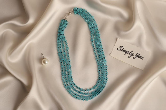 Handmade Apatite & Black Spinel Necklace - Multi-Strand Gemstone Jewelry| Handmade Necklace, Apatite Jewelry, Handmade Jewelry, Gift for her