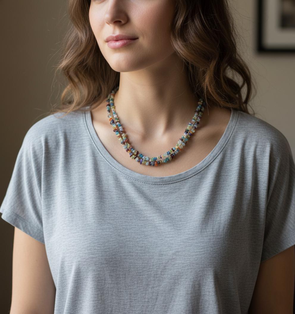 Amethyst Garnet Peridot Chip Necklace | Multigem Healing Crystal Layering Necklace | Colorful Natural Stone Jewelry Gift | Multi stone gift