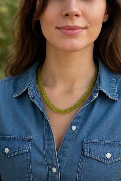 Peridot Necklace, Green Gemstone Jewelry, Natural Stone Necklace, Handmade Beaded Necklace, Handmade Necklace, Gift for Her, Natural stone