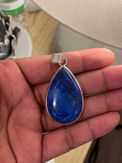 Handmade Teardrop Lapis Lazuli Gemstone Pendant (24x39mm)
