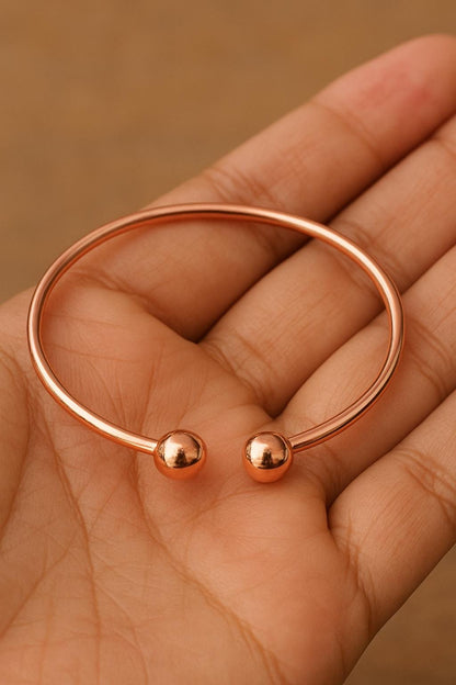 Set of 7 Pure Copper Bangles with Ball Ends | Handmade Minimalist Bracelets | Lightweight Copper Jewelry | Stackable Bangle Set | Gift
