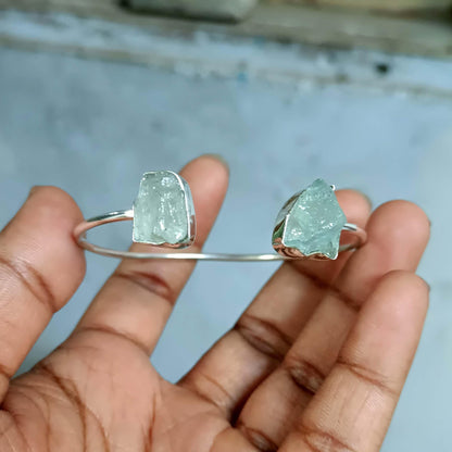 Dainty Aquamarine Bangle, Aquamarine Bangle, Handmade Bangle, 925 Silver Bangle Natural Aquamarine, Gemstone Bangle, Dainty Bangle, Gift Her