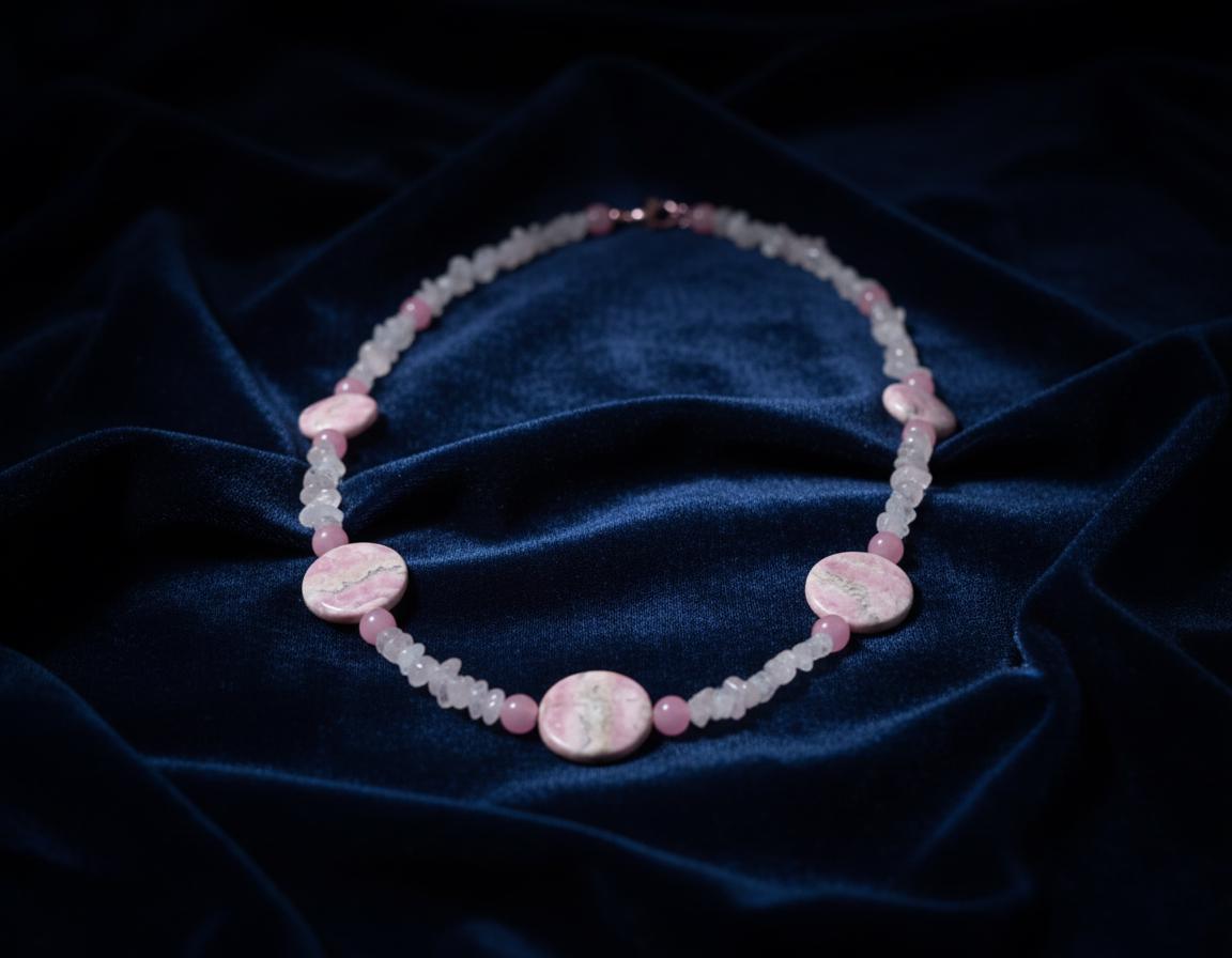 Handmade Rose Quartz Statement Necklace | Bohemian Pink Gemstone Collar| Natural Rose Quartz & Pink Stone Necklace Handcrafted Jewelry, Gift