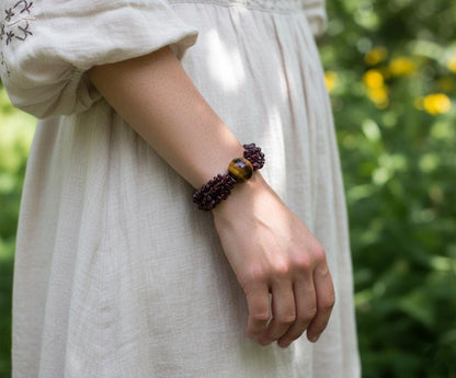 Garnet Bracelet, Tiger Eye  Bracelets, Handmade Bracelet, Gift Her, Garnet Gemstone Bracelet, Garnet bracelet, Gold Plated Garnet Bracelets.