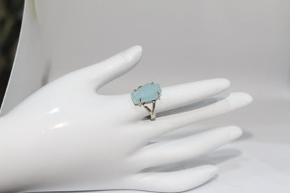 Chalcedony ring | Blue chalcedony | Aqua chalcedony | Chalcedony jewelry | Coffin Ring | Minimalist ring | Dainty ring | Chalce Ring Women