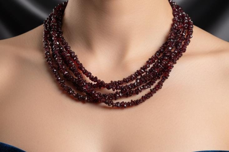 Garnet Necklace, Handmade Garnet Necklace, Uncut Garnet Necklace, Red Garnet Necklace, Gift for her, Bohemian garnet Necklace,Garnet crystal