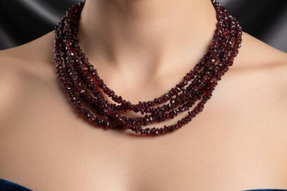 Garnet Necklace, Handmade Garnet Necklace, Uncut Garnet Necklace, Red Garnet Necklace, Gift for her, Bohemian garnet Necklace,Garnet crystal