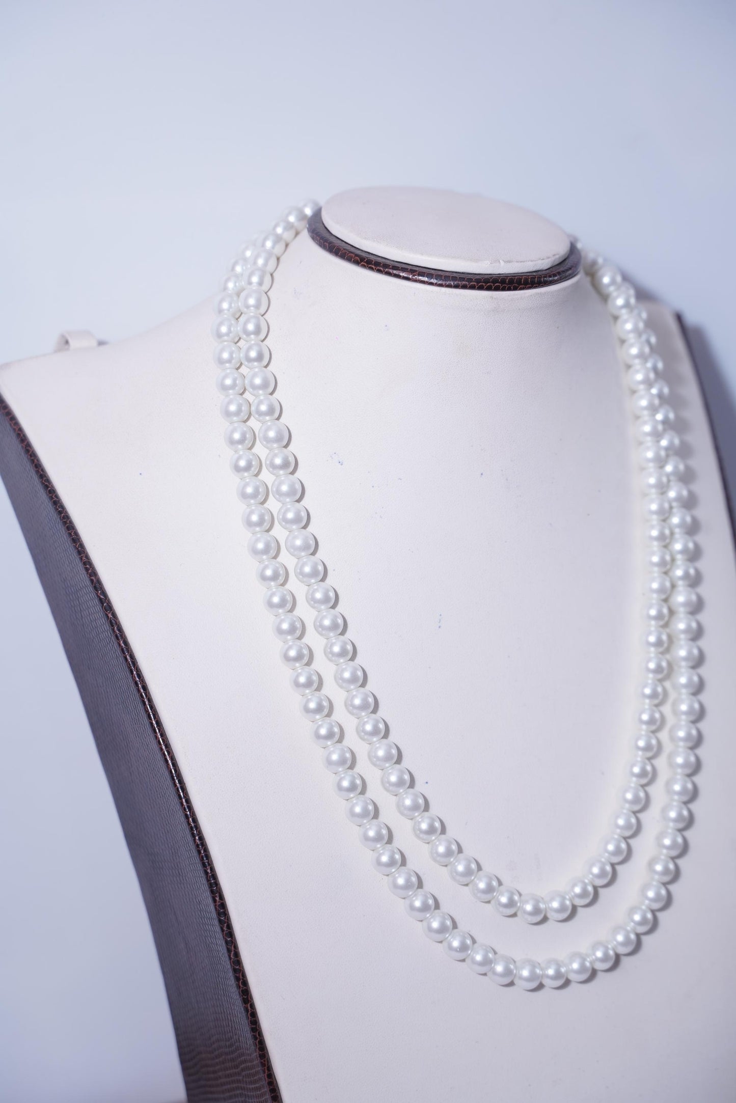 Classic Double Strand White Pearl Necklace | Long Faux Pearl Multi-Strand Opera Length | Timeless Bridal Wedding Jewelry | Christmas Gift