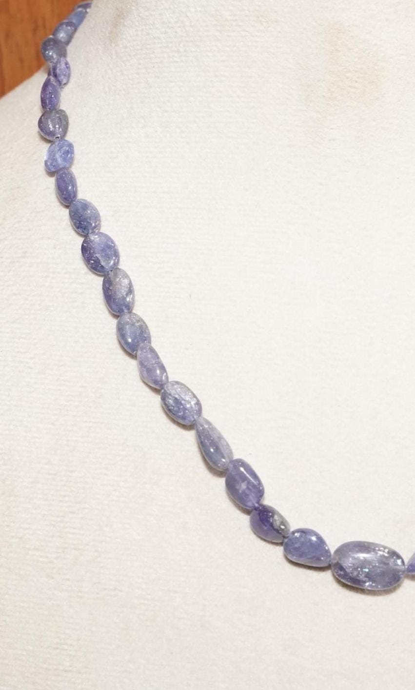 Raw Tanzanite Necklace – Natural Purple Tanzanite Gemstone Beaded Necklace, Handmade Jewelry Gift for Her | Handmade Tanzanite Necklace