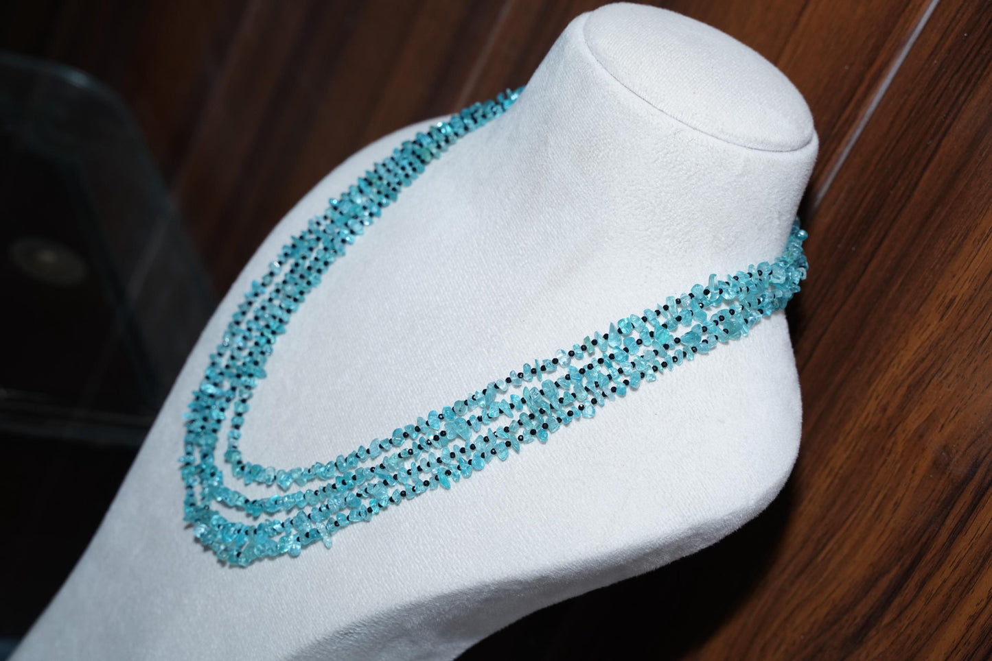 Handmade Apatite & Black Spinel Necklace - Multi-Strand Gemstone Jewelry| Handmade Necklace, Apatite Jewelry, Handmade Jewelry, Gift for her