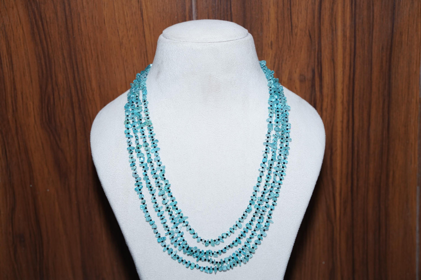Handmade Apatite & Black Spinel Necklace - Multi-Strand Gemstone Jewelry| Handmade Necklace, Apatite Jewelry, Handmade Jewelry, Gift for her