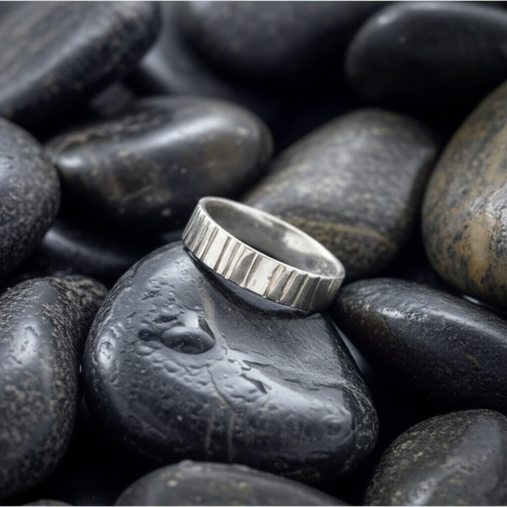 Minimalist Silver Band Ring | Textured Sterling Silver Ring | Modern Everyday Jewelry | Handmade Minimalist Ring | Bar Textured Silver Band