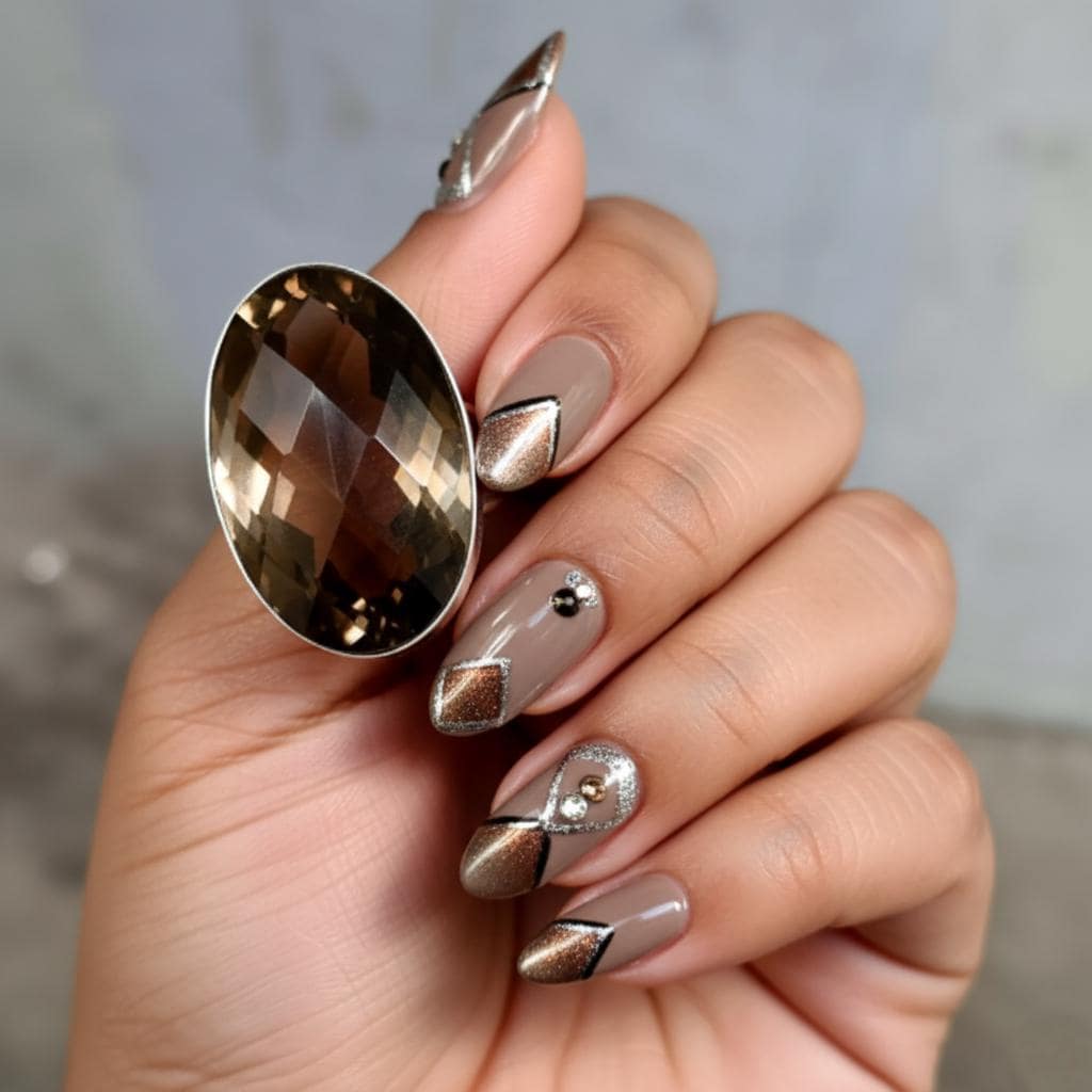 Smoky Quartz Ring, Boho Healing Crystal Ring, Oval Faceted Gemstone, Spiritual Gift for Her