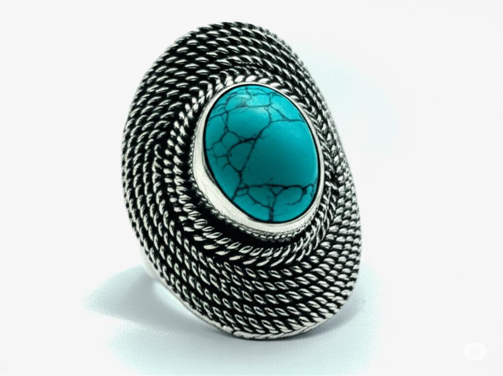 Statement Turquoise Ring | Sterling Silver Filigree Ring | Boho Chic Oval Ring | Bohemian Turquoise Ring | Artisan Silver Statement Ring
