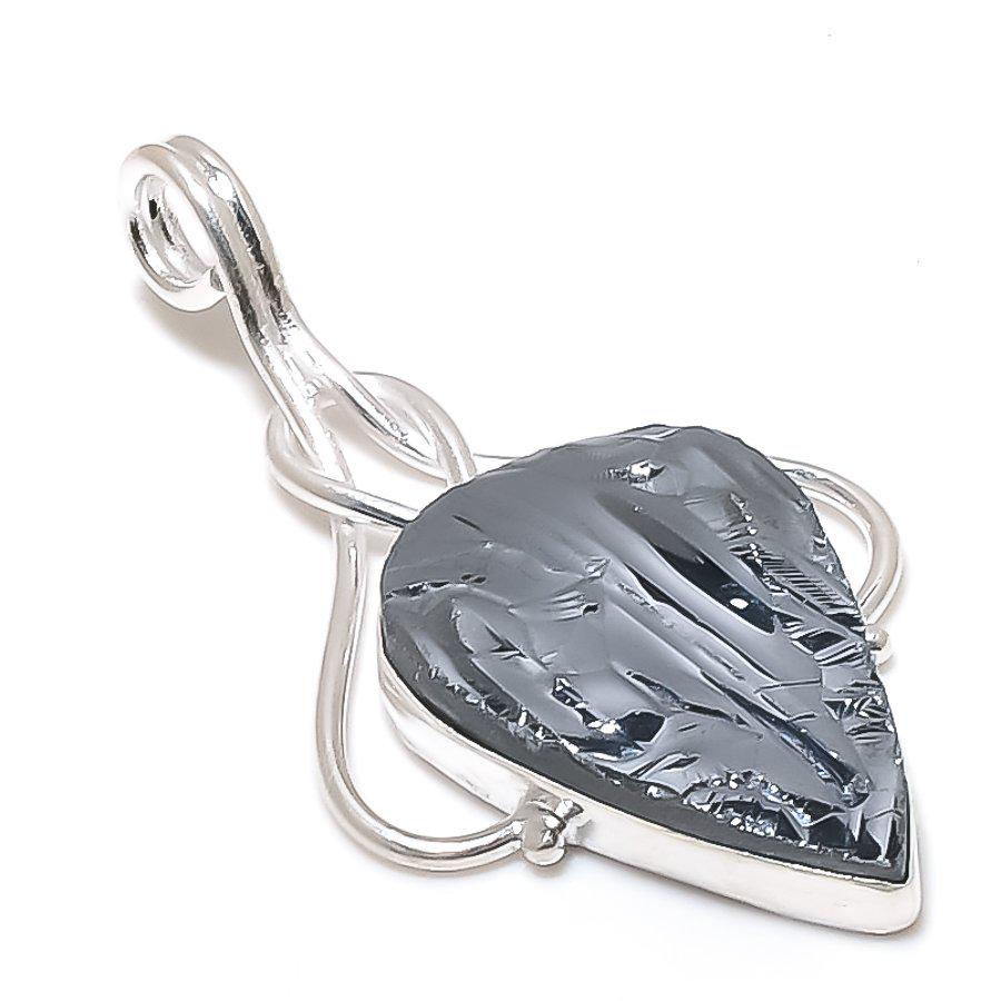 Gorgeous Obsidian Teardrop Pendant, Elegant 925 Silver Handmade Statement Piece, Obsidian Teardrop Pendant, Women Pendant, Handmade Pendant