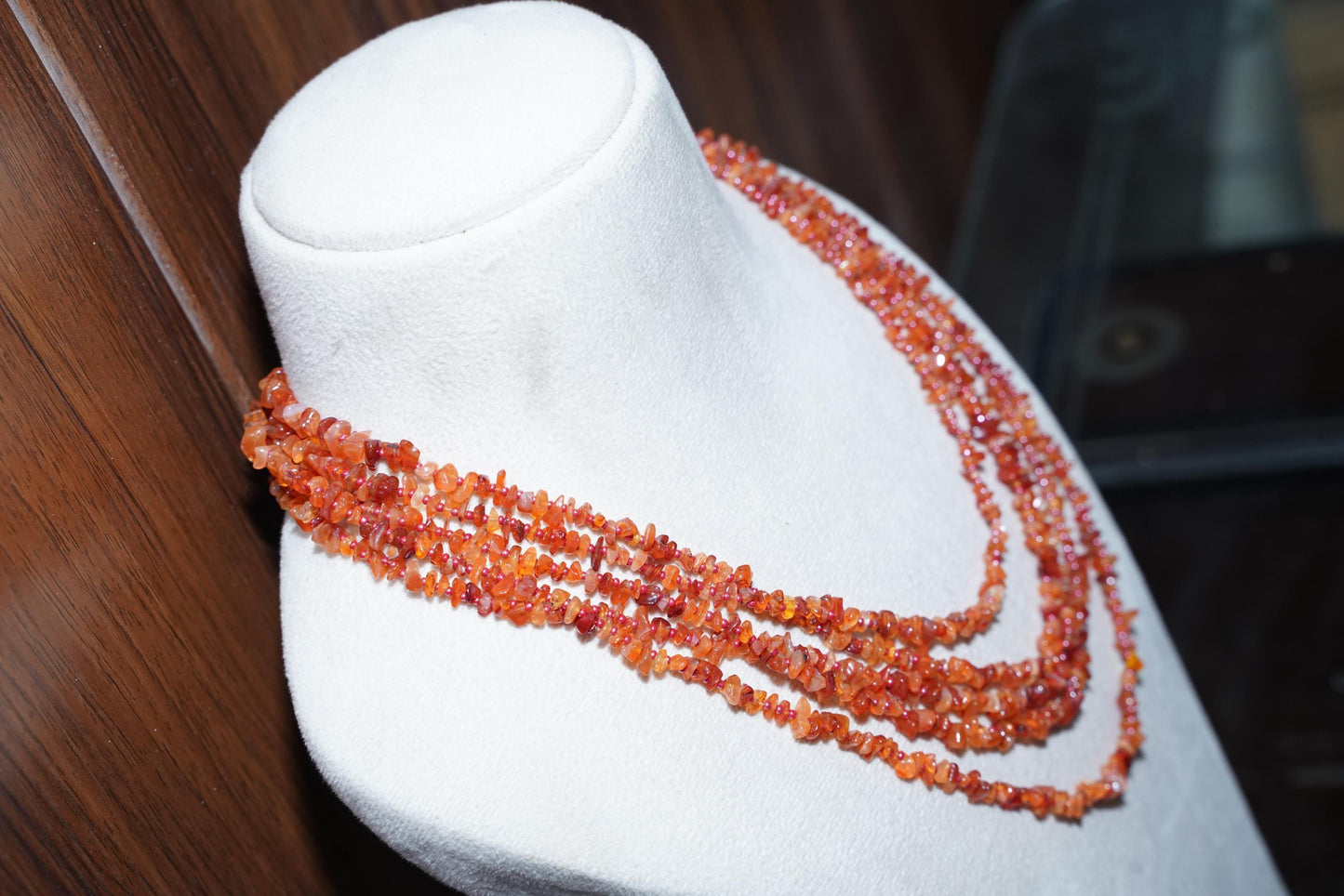 Multistrand Carnelian Nugget and Chip Necklace | Carnelian necklace, Gemstone necklace, Valentines Day Gift, Gift for her, Handmade Necklace