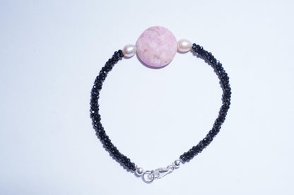 Black Spinel Jasper bracelet, Bracelet, Pink Bracelet, Jasper jewelry, Handmade Bracelet, Men Bracelet, Birthday Gift, Valentines Gift, Gift