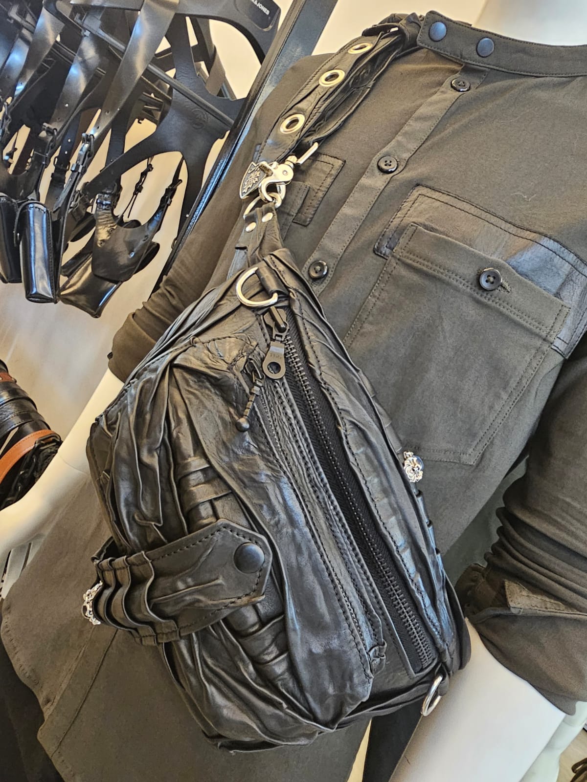 Limited Edition "Ruched" Leather Fanny Bag | Cow-Calf Lined