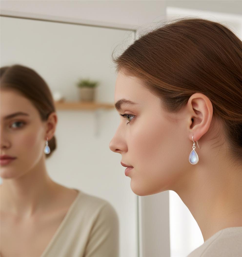 Handmade Moonstone Drop Earrings |Teardrop Gemstone Earrings in Sterling Silver | Boho Dangle Earrings |June Birthstone Jewelry Gift for Her