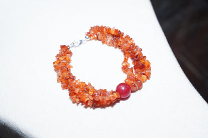 Handmade Coral and Agate Bracelet | Natural Gemstone Jewelry | Red Agate Beaded Bracelet | Healing Stone Bracelet | Gift for Her | Christmas