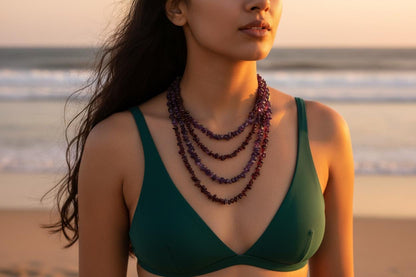 Amethyst necklace, Raw amethyst necklace, Garnet Necklace, Uncut Garnet Necklace Handmade Necklace, Gemstone Necklace, Dainty Necklace, Gift