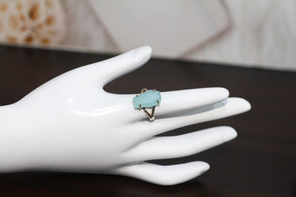 Chalcedony ring | Blue chalcedony | Aqua chalcedony | Chalcedony jewelry | Coffin Ring | Minimalist ring | Dainty ring | Chalce Ring Women