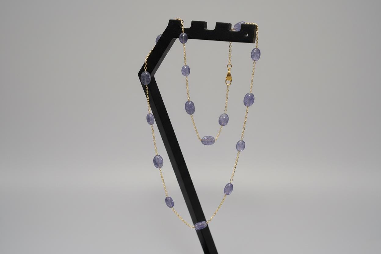 Tanzanite Necklace Gold Plated | Handmade Tanzanite Gemstone Jewelry | Dainty Gold Necklace | December Birthstone Jewelry | Christmas Gift