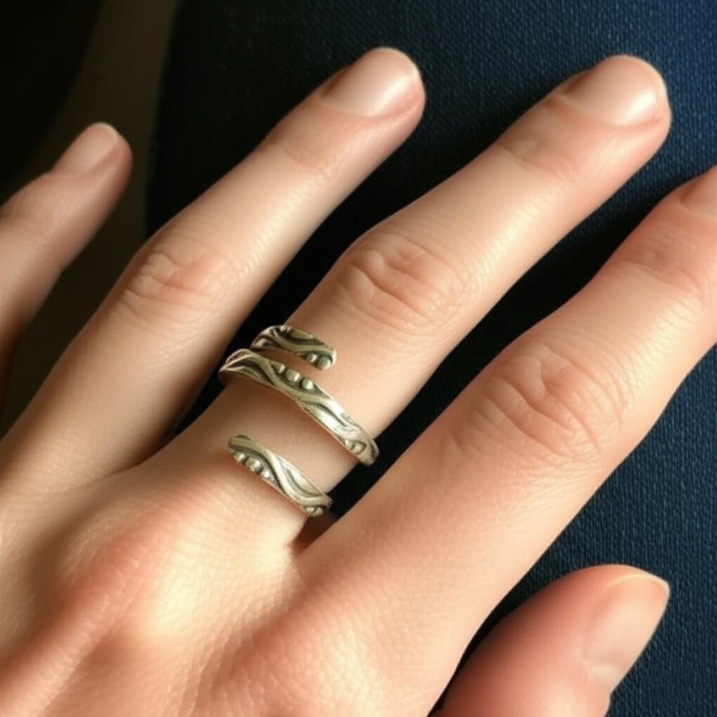 Adjustable Sterling Silver Wrap Ring, Hammered Thumb Ring, Handmade 925 Silver Ring Unique Gift for Her,  Open Band Ring, Spiral silver ring