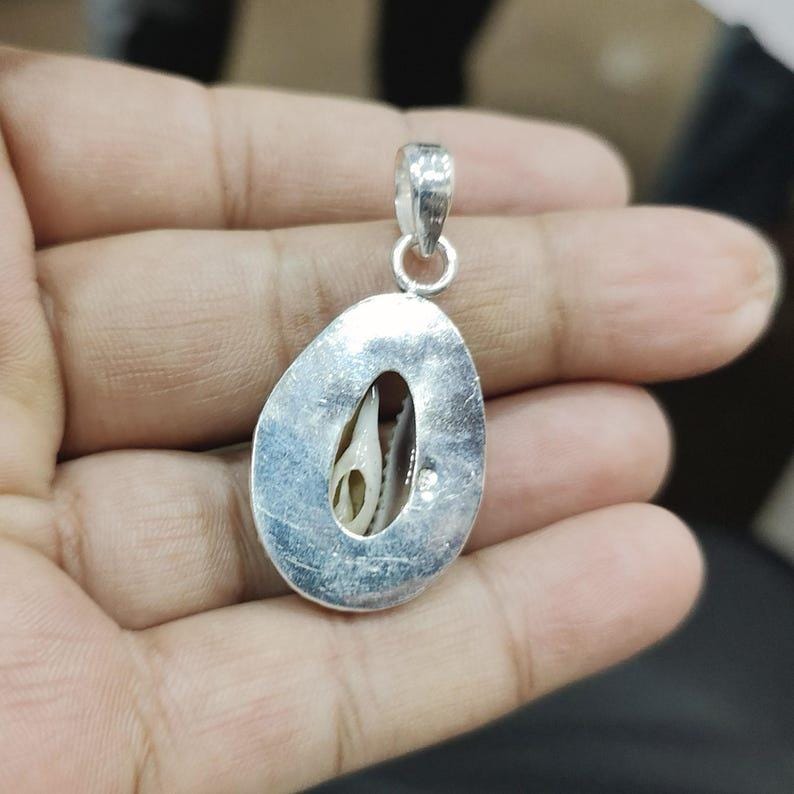 Cowrie Shell Pendant, 925 Silver Pendant, Cowrie Shell Jewelry, Women Pendant, Handmade Pendant, Dainty Pendant, Gemstone Pendant, Gift Her