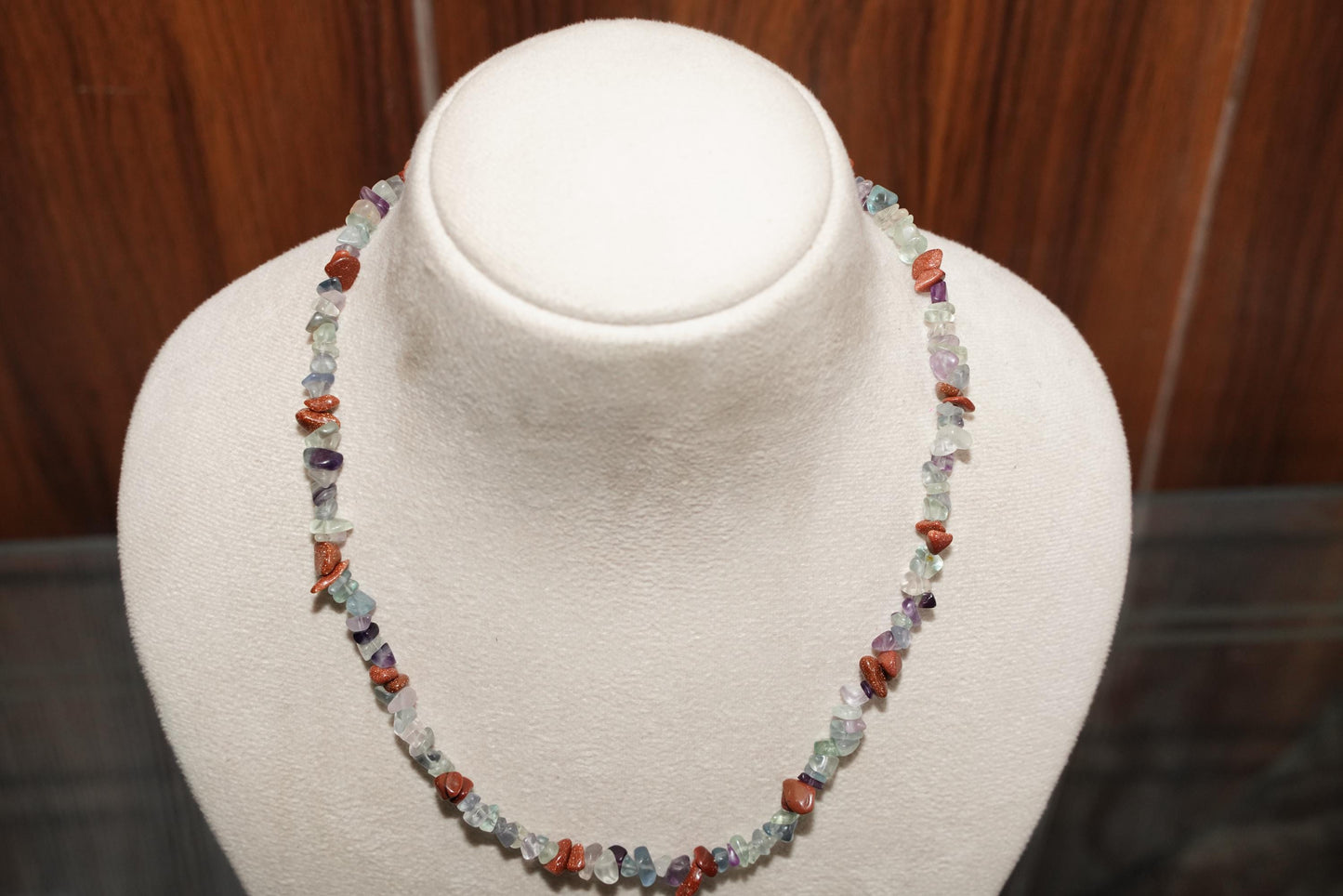 Multi Stone Necklace – Fluorite, Carnelian & Sunstone Pendant | Gold Plated Sterling Silver Necklace | Unique Healing Crystal Jewelry Gift