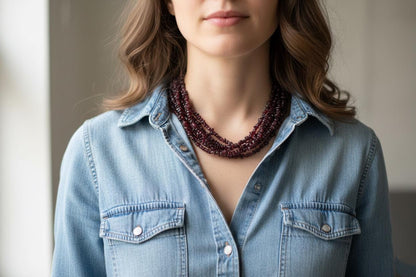 Garnet Necklace, Handmade Garnet Necklace, Uncut Garnet Necklace, Red Garnet Necklace, Gift for her, Bohemian garnet Necklace,Garnet crystal