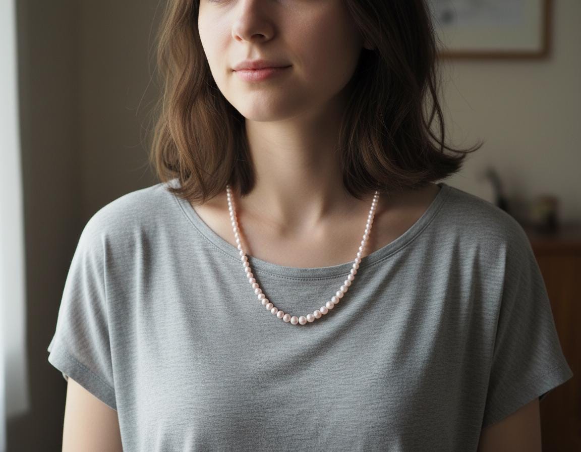 Pink pearl necklace, Delicate necklace, Minimalist necklace, Feminine jewelry, gift for her, birthday or anniversary gift, Mother's Day gift