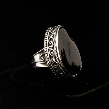 Handmade Garnet Ring - Sterling Silver - Unique Design, Natural Garnet Statement Ring - Artisan Crafted, Boho Garnet Ring - Gift for her