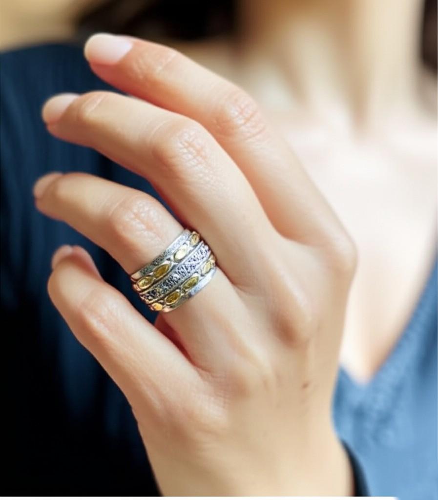 Designer Spinner Ring | Mixed Metal Spinner Ring | 925 Sterling Silver & Brass | Handmade Spinning Ring | Unique Gift for Her, Unique ring