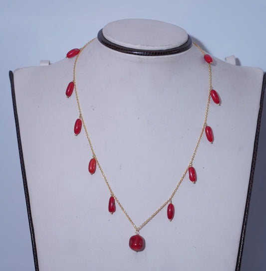 Coral necklace, Gold Plated Coral Necklace, Coral jewelry, Coral necklaces, Red coral necklace, Red coral jewelry, Coral bead necklace,Gift