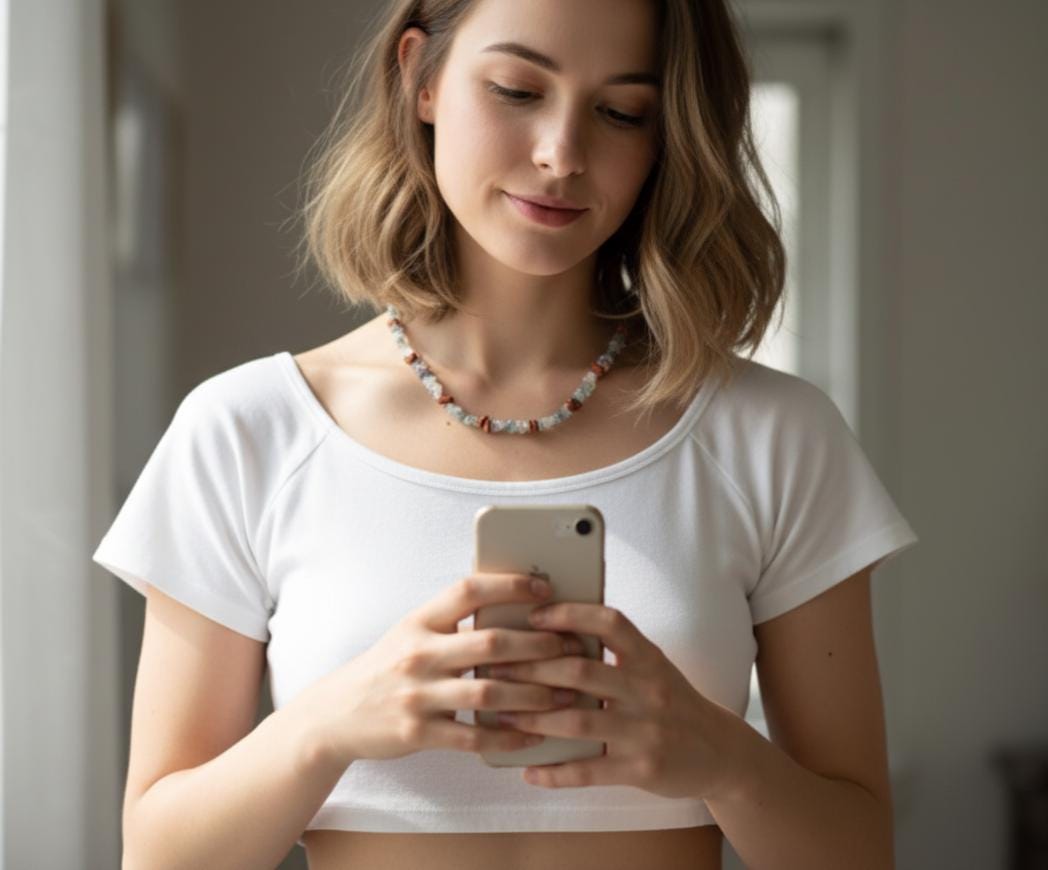 Multi Stone Necklace – Fluorite, Carnelian & Sunstone Pendant | Gold Plated Sterling Silver Necklace | Unique Healing Crystal Jewelry Gift