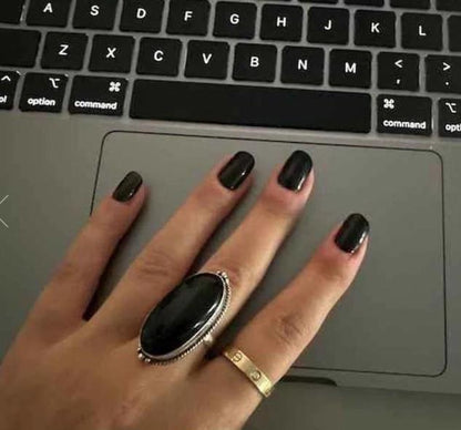 Black Onyx Ring, Handmade Ring, 925 Silver Ring, Statement Ring, Natural Onyx, Designer Ring, Big Stone Ring, Onyx Jewelry, Gemstone Ring