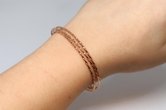 Set of 4 Twisted Pure Copper Bangles | Handmade Twisted Copper Wire Bracelet Set | Spiral Copper Bangle Set | Christmas Gift for her
