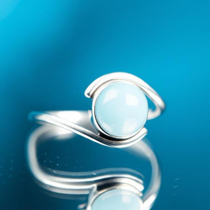 Larimar Ring, Dainty Ring, 925 Silver Ring, Natural Larimar, Statement Ring, Larimar Jewelry, Gemstone Ring, Women Ring, Bohemian Ring