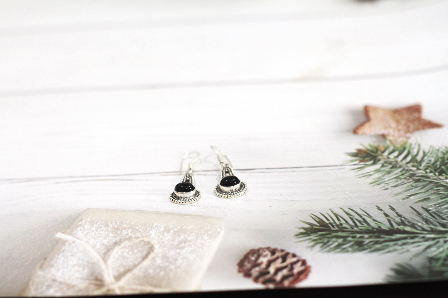 Black onyx earrings | Small Dangle Earrings | Handmade Earrings | Gemstone Earrings | Gift for her| Handmade jewelry |Black stone earrings