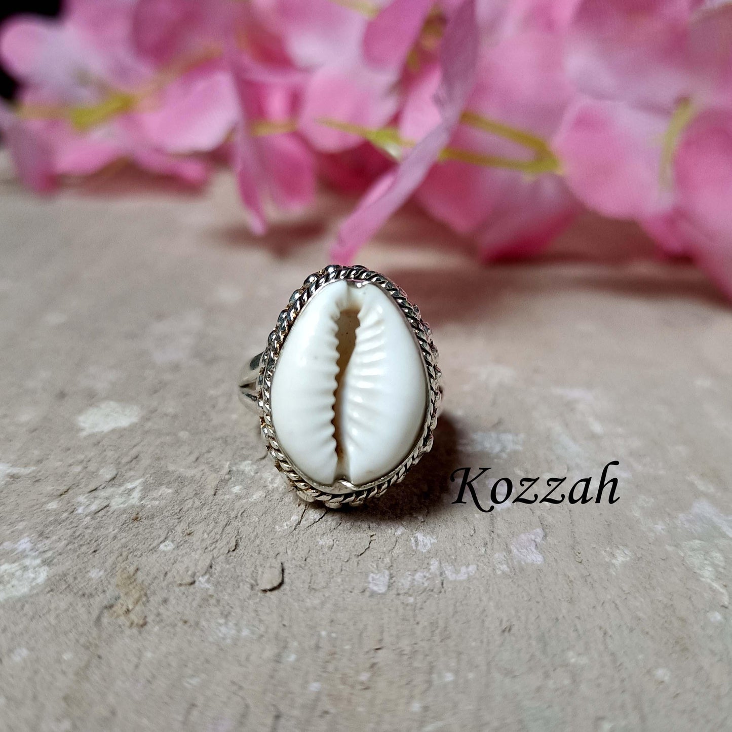 Cowrie Shell Ring, Handmade Ring, Boho Ring, Natural Shell, Designer Ring, 925 Silver Ring, Gift For Her, Statement Ring, Silver Jewelry