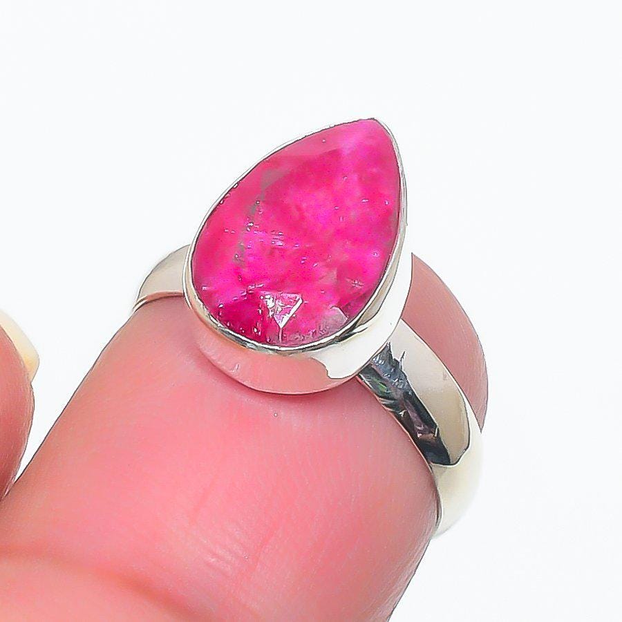 Radiant Ruby Pear Ring. Ruby Ring. Ring with a Ruby. Rings for women Ruby. Ruby in Ring. Heart Shaped Ring. Handmade Ring. Red Stone Ring