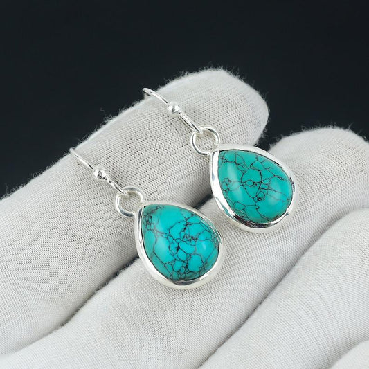 Turquoise Earring, 925 Silver Earring, Handmade Earring, Natural Turquoise, Gemstone Earring, Dainty Earring, Statement Earring Gift For Her