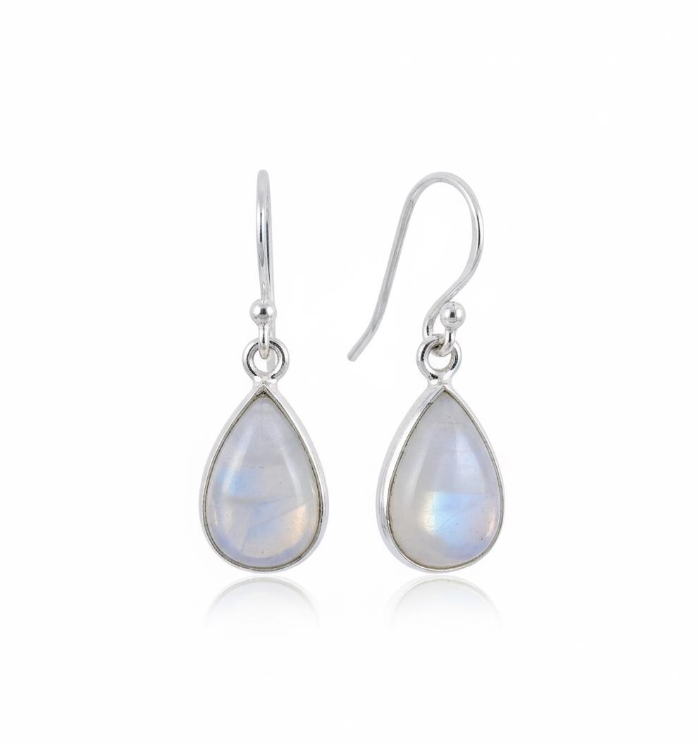Handmade Moonstone Drop Earrings |Teardrop Gemstone Earrings in Sterling Silver | Boho Dangle Earrings |June Birthstone Jewelry Gift for Her