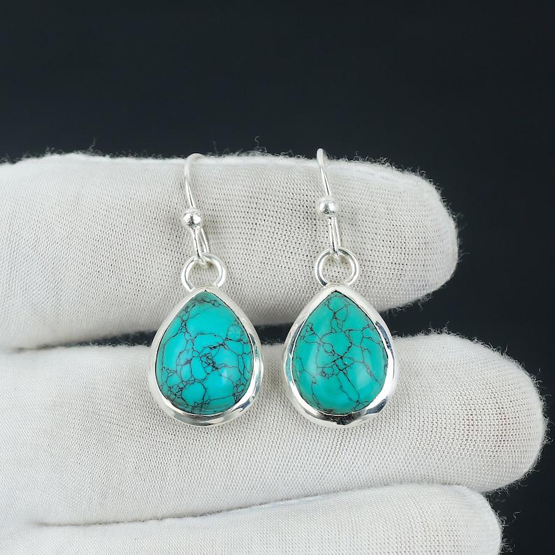 Turquoise Earring, 925 Silver Earring, Handmade Earring, Natural Turquoise, Gemstone Earring, Dainty Earring, Statement Earring Gift For Her