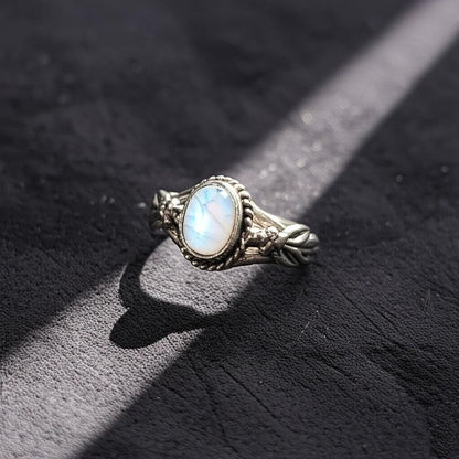 Antique Style Blue topaz Ring, Sterling Silver Topaz Ring, Oval Topaz Filigree Ring, Vintage Inspired Topaz Ring, Gift for Her, White topaz
