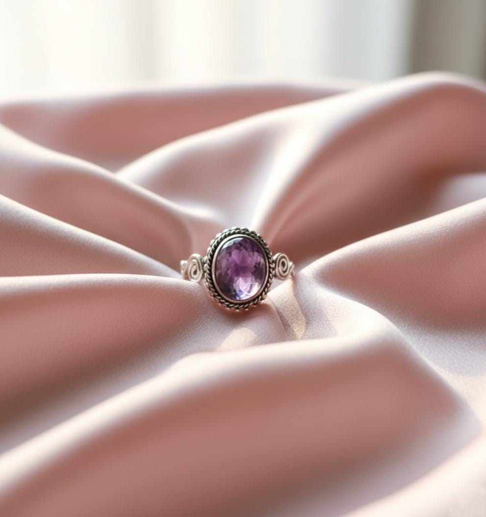 Amethyst Ring, Handmade Ring, Women Ring, Sterling Silver Ring, Natural Amethyst, Bohemian Ring, Amethyst Jewelry, Gift For Her
