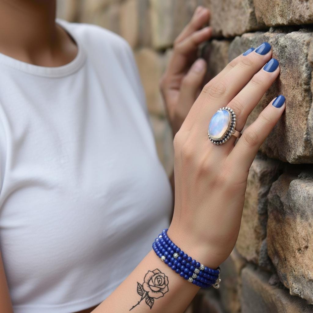 Natural Opal Sterling Silver Ring - Handmade Dainty Opal Gemstone Ring for Women | 925 Sterling Silver Ring- Unique Dainty Bezel Set Jewelry